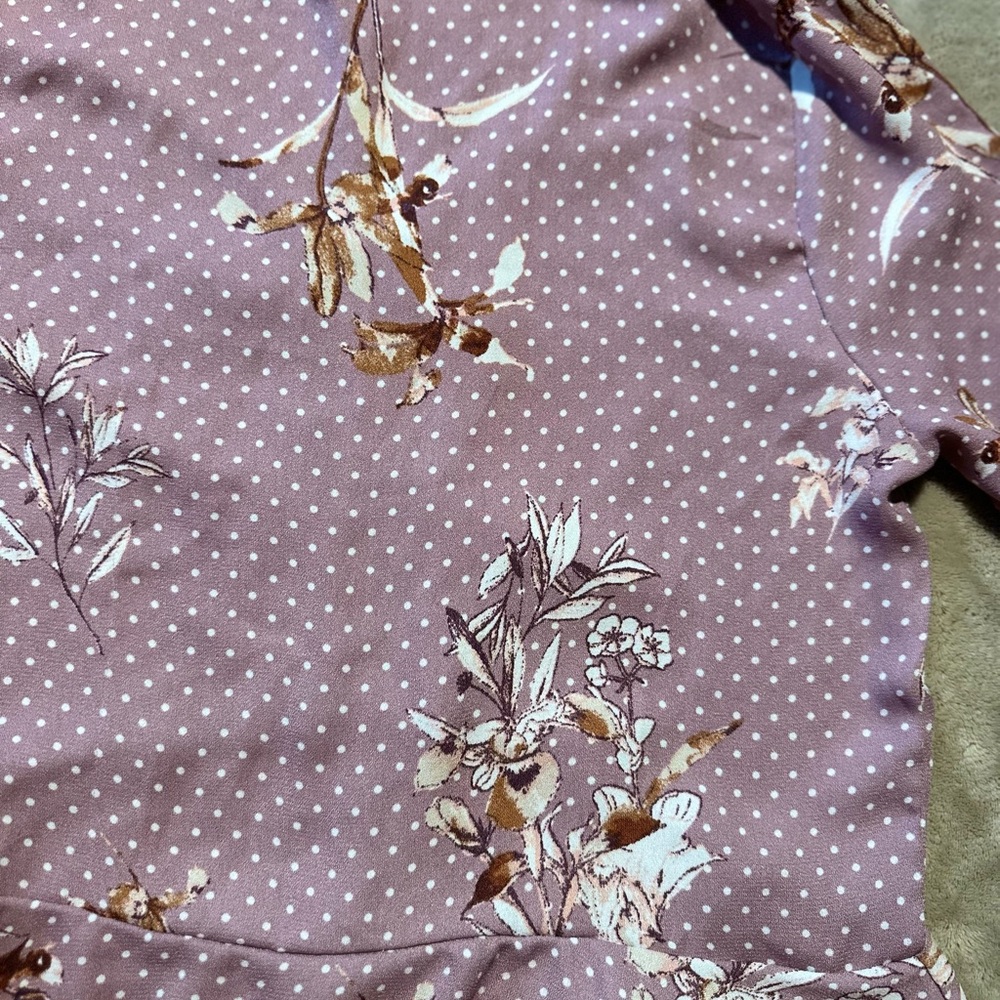 Iris Mauve Floral and Polka Dot Top